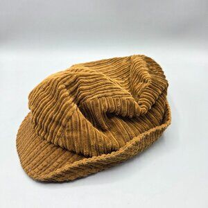 Vintage Tan Corduroy Newsboy Cabbie Hat w/ Ear Flaps